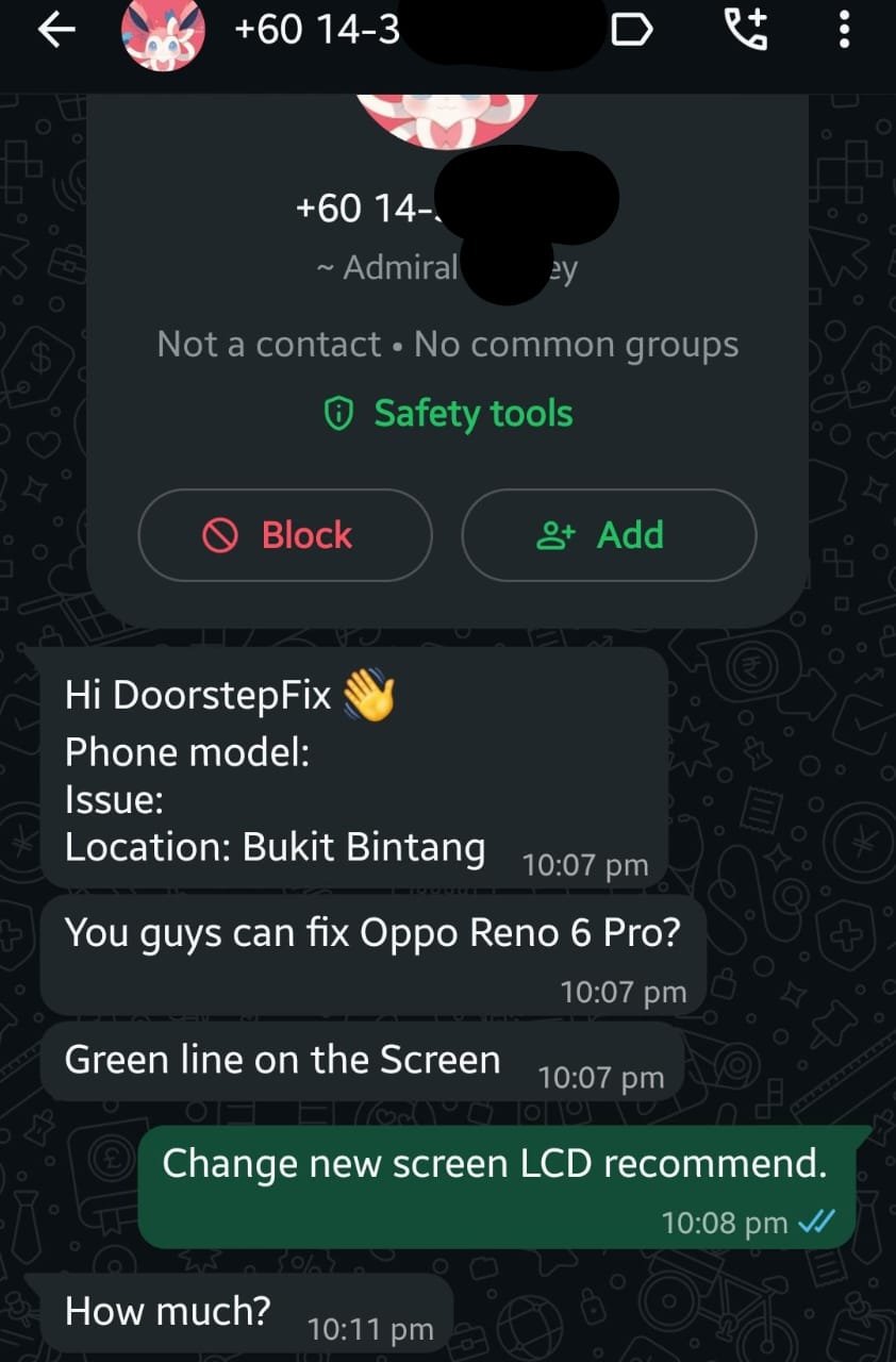 DoorstepFix WhatsApp chat