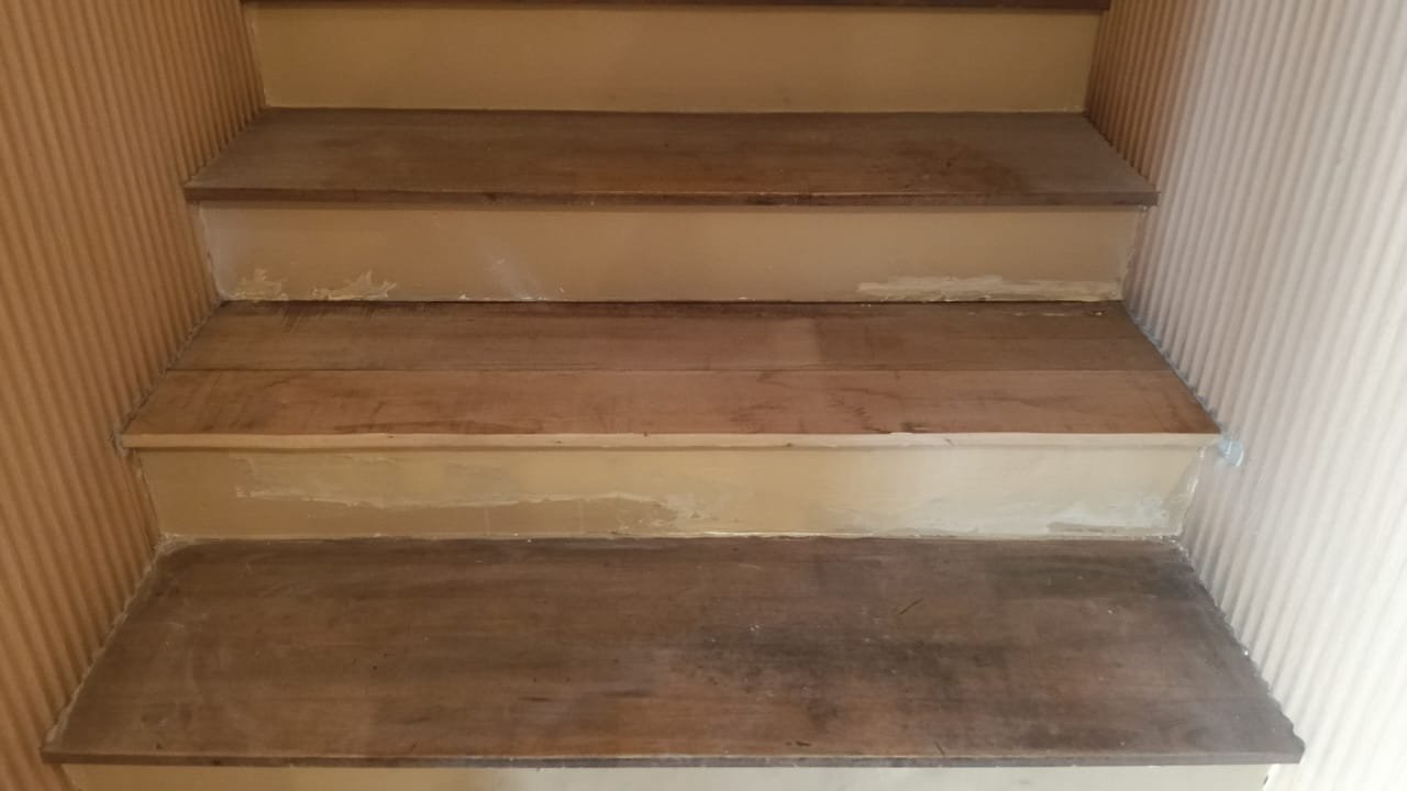 Wooden staircase after carpentry work at Restaurant Oversea Sri Petaling KL