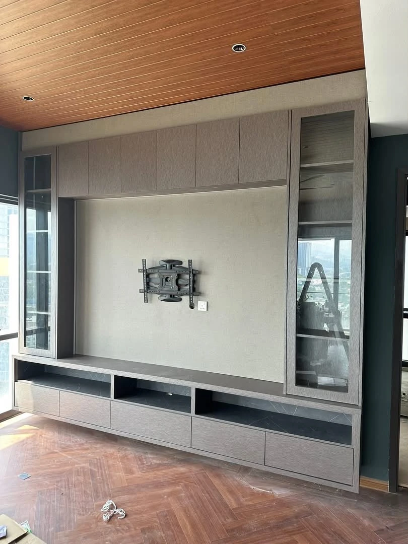 Custom Wooden Wall TV Space Panel Selangor